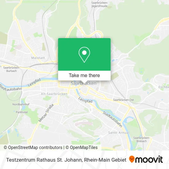 Карта Testzentrum Rathaus St. Johann