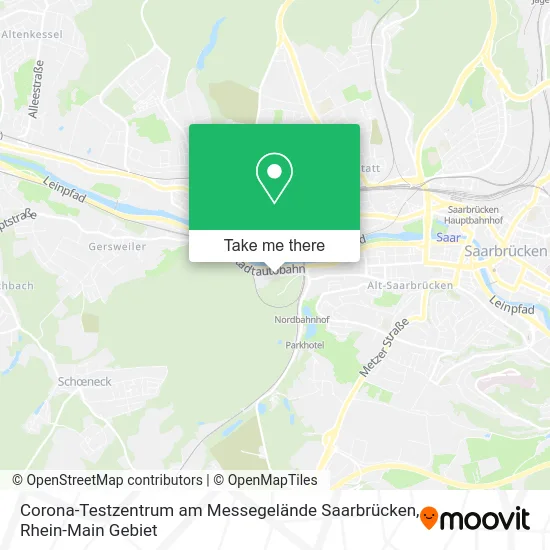 Карта Corona-Testzentrum am Messegelände Saarbrücken