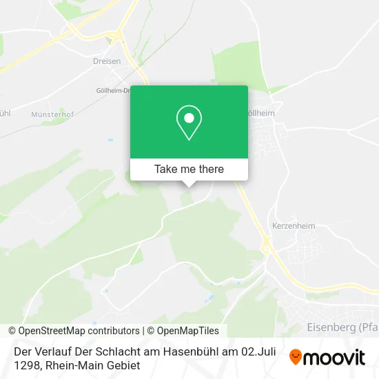 Карта Der Verlauf Der Schlacht am Hasenbühl am 02.Juli 1298