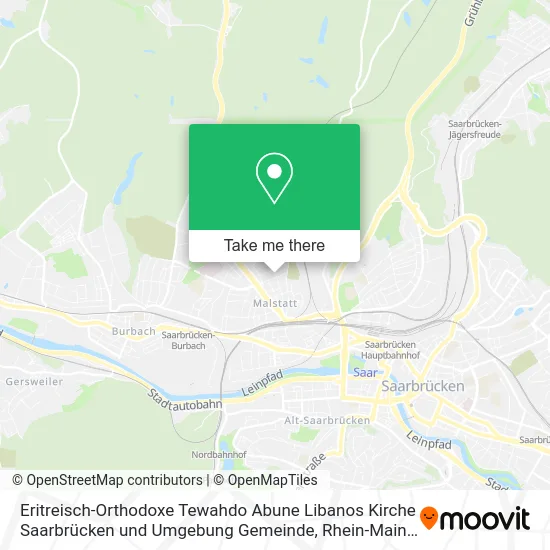 Карта Eritreisch-Orthodoxe Tewahdo Abune Libanos Kirche Saarbrücken und Umgebung Gemeinde