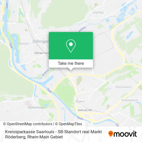 Карта Kreissparkasse Saarlouis - SB-Standort real Markt Röderberg