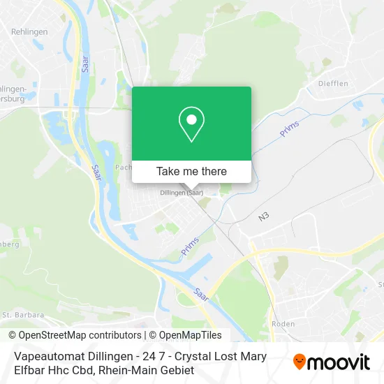Карта Vapeautomat Dillingen - 24 7 - Crystal Lost Mary Elfbar Hhc Cbd