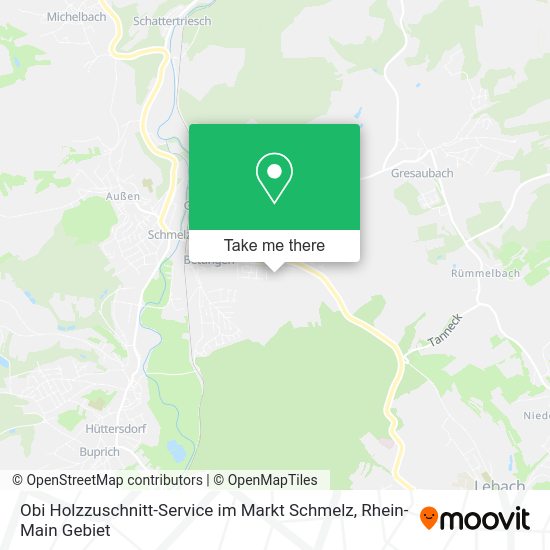 Карта Obi Holzzuschnitt-Service im Markt Schmelz