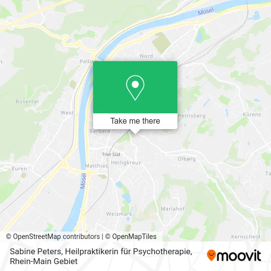 Карта Sabine Peters, Heilpraktikerin für Psychotherapie