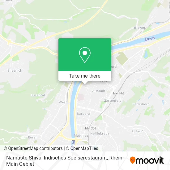 Карта Namaste Shiva, Indisches Speiserestaurant