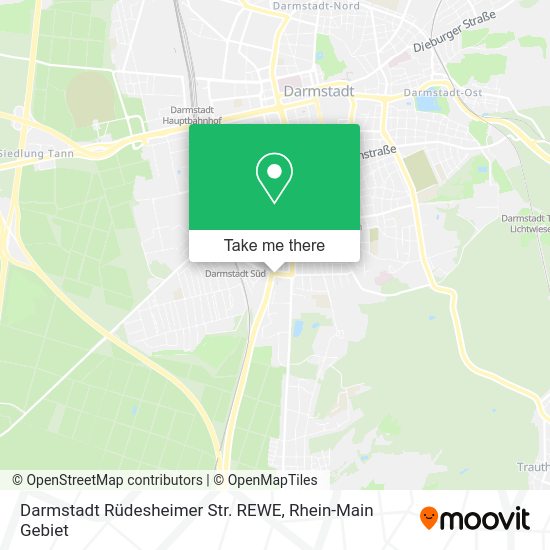 Карта Darmstadt Rüdesheimer Str. REWE