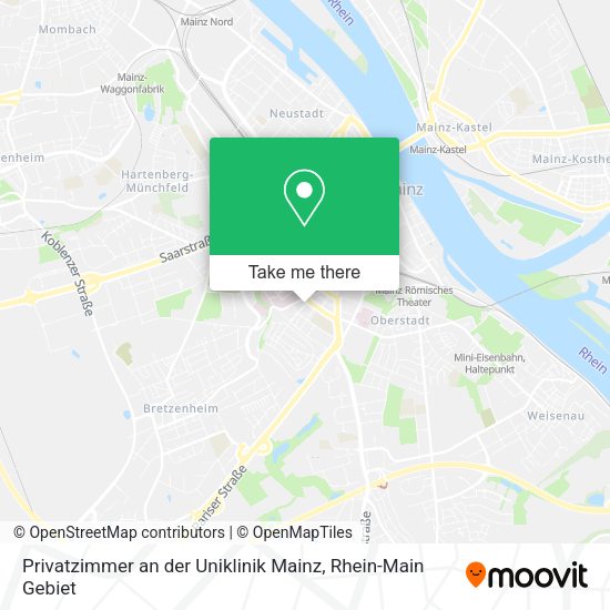 Карта Privatzimmer an der Uniklinik Mainz
