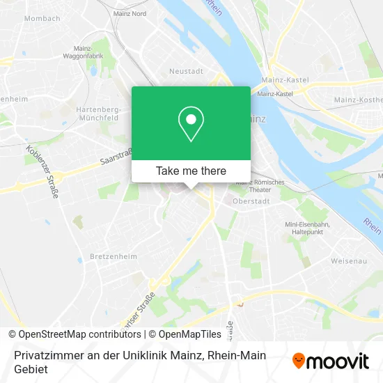 Карта Privatzimmer an der Uniklinik Mainz
