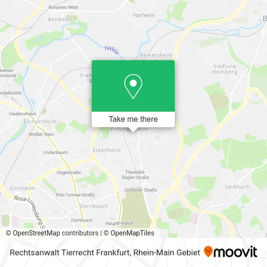 Карта Rechtsanwalt Tierrecht Frankfurt
