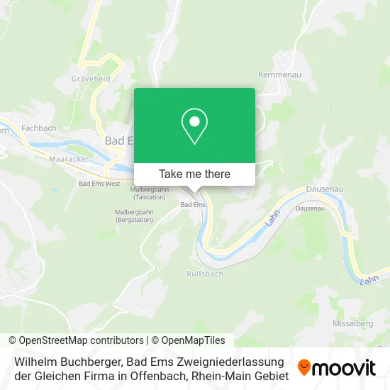 Карта Wilhelm Buchberger, Bad Ems Zweigniederlassung der Gleichen Firma in Offenbach