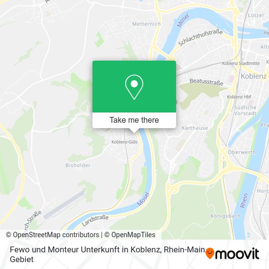 Карта Fewo und Monteur Unterkunft in Koblenz