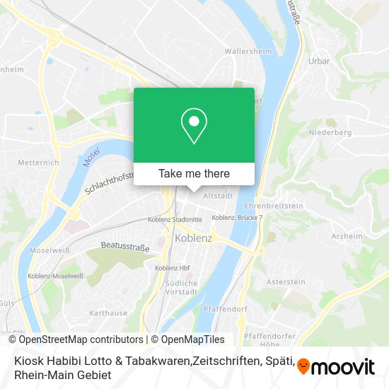 Карта Kiosk Habibi Lotto & Tabakwaren,Zeitschriften, Späti