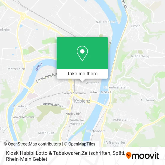 Карта Kiosk Habibi Lotto & Tabakwaren,Zeitschriften, Späti