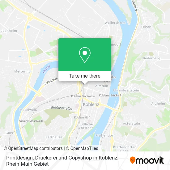 Карта Printdesign, Druckerei und Copyshop in Koblenz