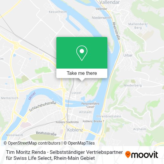 Карта Tim Moritz Renda - Selbstständiger Vertriebspartner für Swiss Life Select