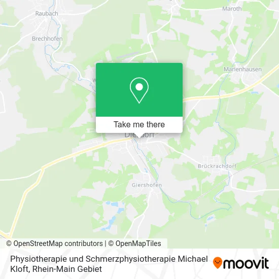Карта Physiotherapie und Schmerzphysiotherapie Michael Kloft