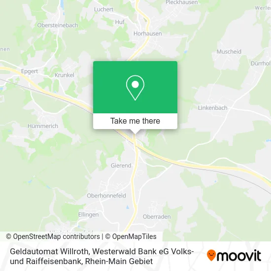 Карта Geldautomat Willroth, Westerwald Bank eG Volks- und Raiffeisenbank
