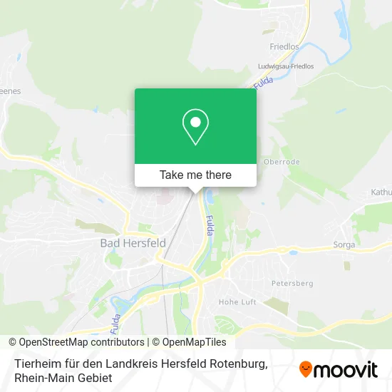 Карта Tierheim für den Landkreis Hersfeld Rotenburg