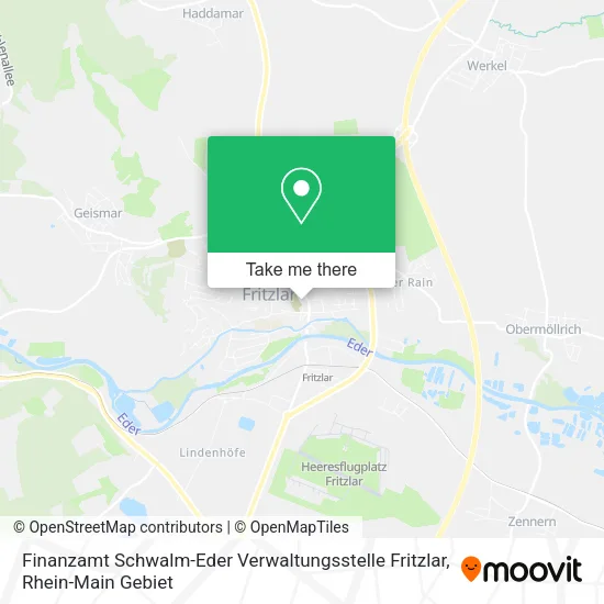 Карта Finanzamt Schwalm-Eder Verwaltungsstelle Fritzlar