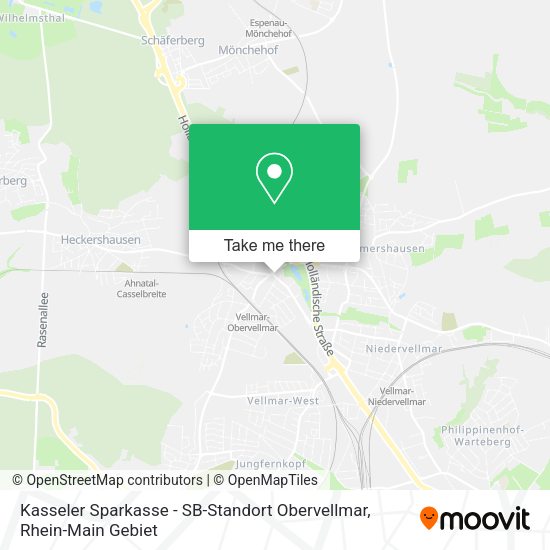 Карта Kasseler Sparkasse - SB-Standort Obervellmar