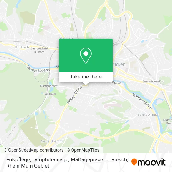 Карта Fußpflege, Lymphdrainage, Maßagepraxis J. Riesch