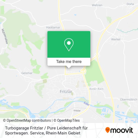 Карта Turbogarage Fritzlar / Pure Leidenschaft für Sportwagen. Service