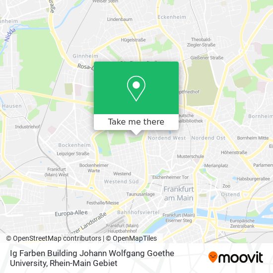 Карта Ig Farben Building Johann Wolfgang Goethe University
