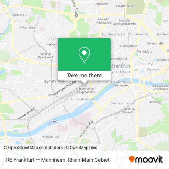 Карта RE Frankfurt — Mannheim