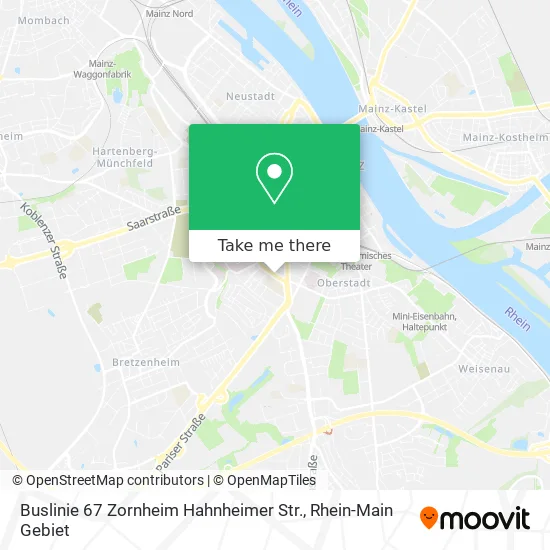 Карта Buslinie 67 Zornheim Hahnheimer Str.