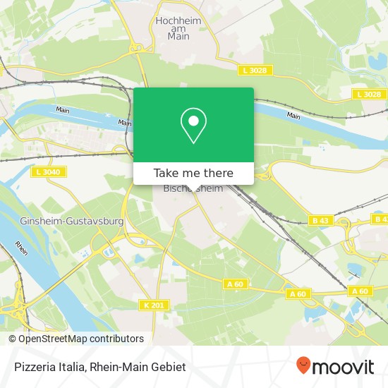 Карта Pizzeria Italia, Darmstädter Straße 5 65474 Bischofsheim