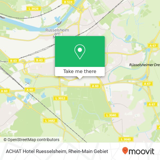 Карта ACHAT Hotel Ruesselsheim