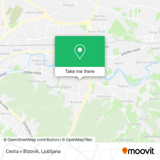 Cesta v Bizovik map