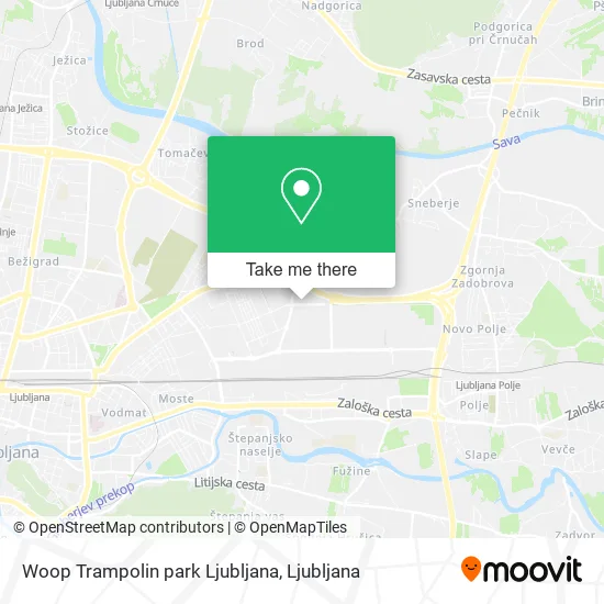 Woop Trampolin park Ljubljana map