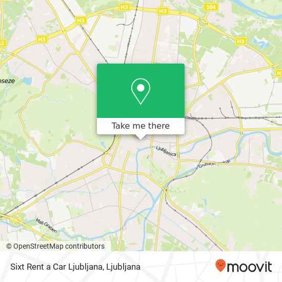 Sixt Rent a Car Ljubljana map