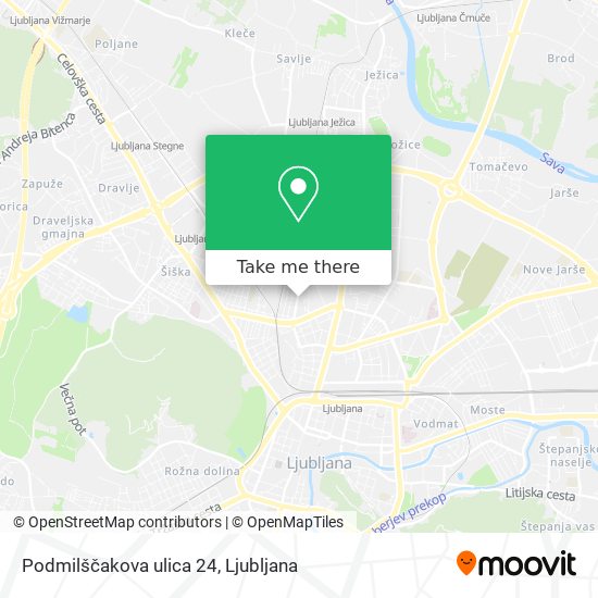 Podmilščakova ulica 24 map