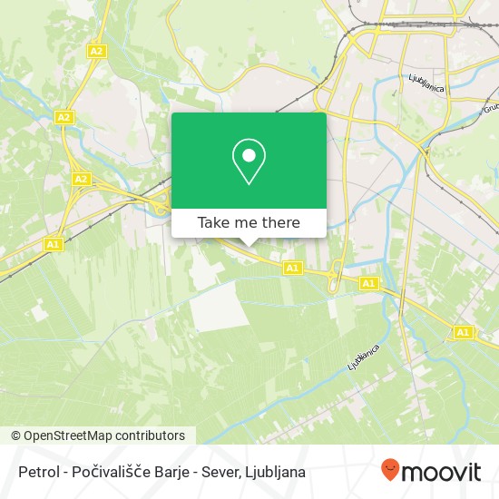 Petrol - Počivališče Barje - Sever map