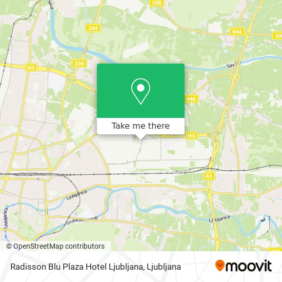 Radisson Blu Plaza Hotel Ljubljana map