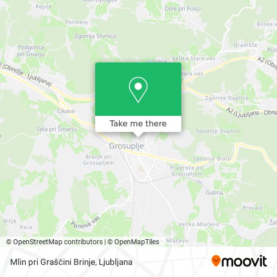 Mlin pri Graščini Brinje map