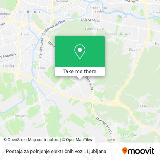 Postaja za polnjenje električnih vozil map