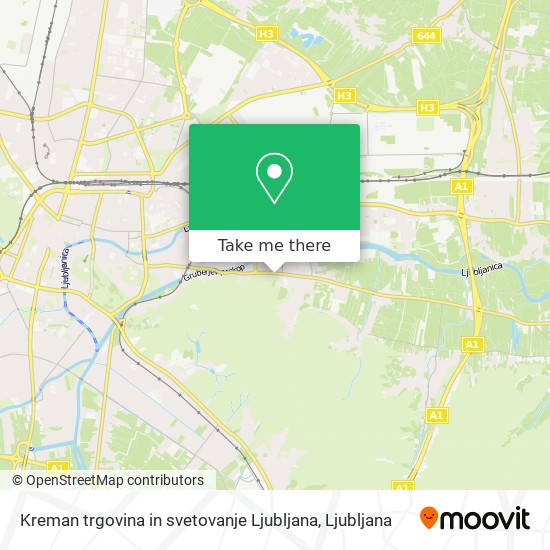 Kreman trgovina in svetovanje Ljubljana map