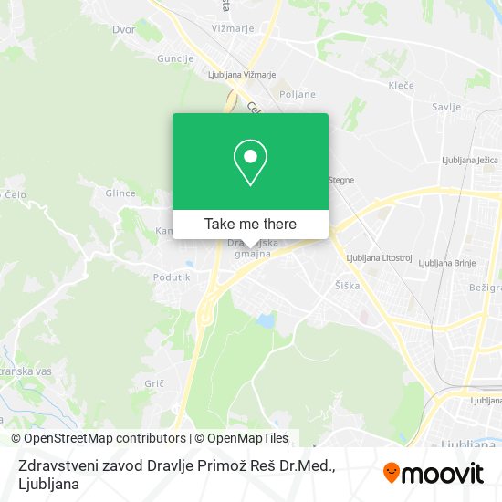 Zdravstveni zavod Dravlje Primož Reš Dr.Med. map