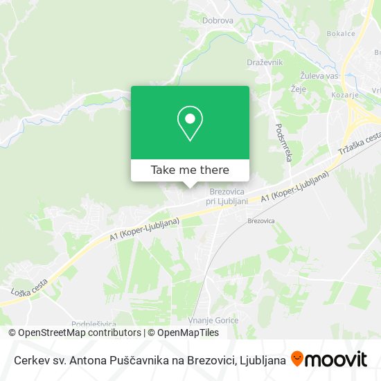 Cerkev sv. Antona Puščavnika na Brezovici map