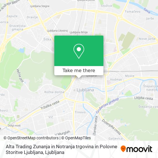 Alta Trading Zunanja in Notranja trgovina in Polovne Storitve Ljubljana map