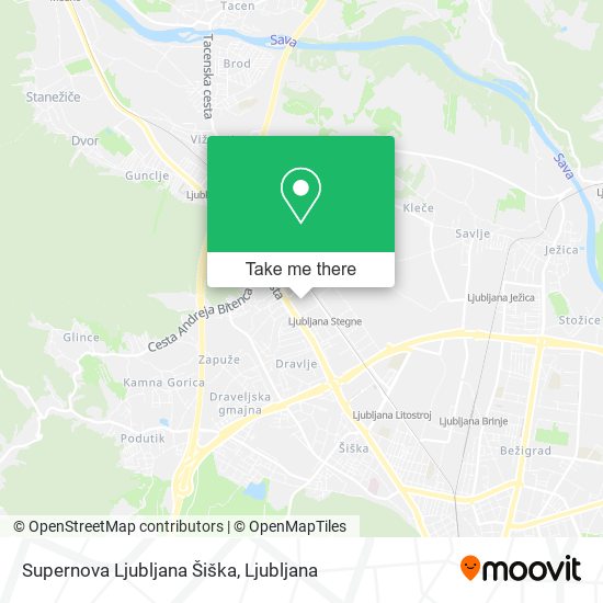 Supernova Ljubljana Šiška map