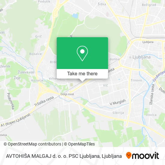 AVTOHIŠA MALGAJ d. o. o. PSC Ljubljana map