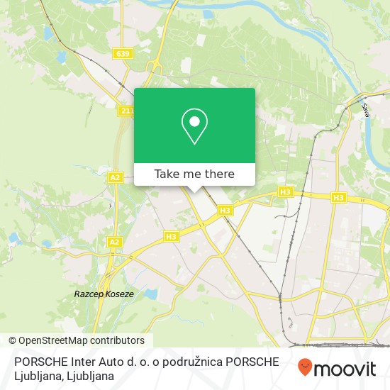 PORSCHE Inter Auto d. o. o podružnica PORSCHE Ljubljana map