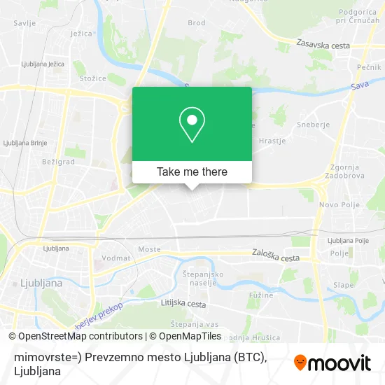 mimovrste=) Prevzemno mesto Ljubljana (BTC) map