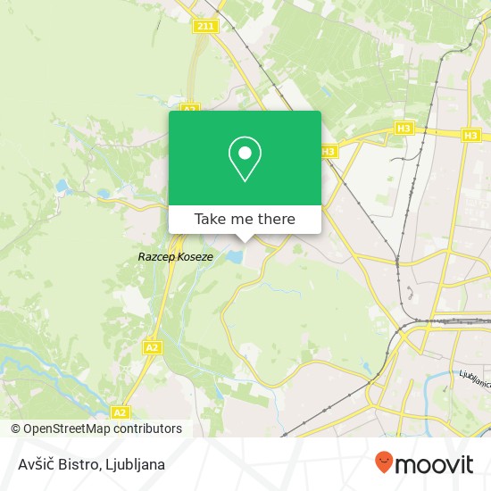 Avšič Bistro map