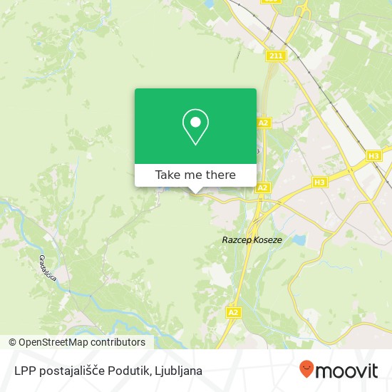 LPP postajališče Podutik map