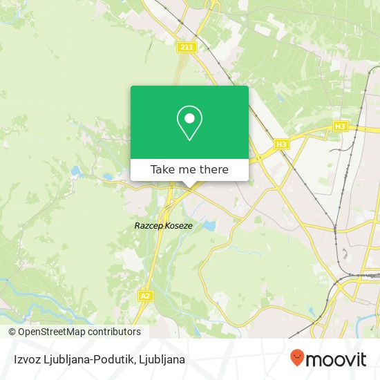 Izvoz Ljubljana-Podutik map